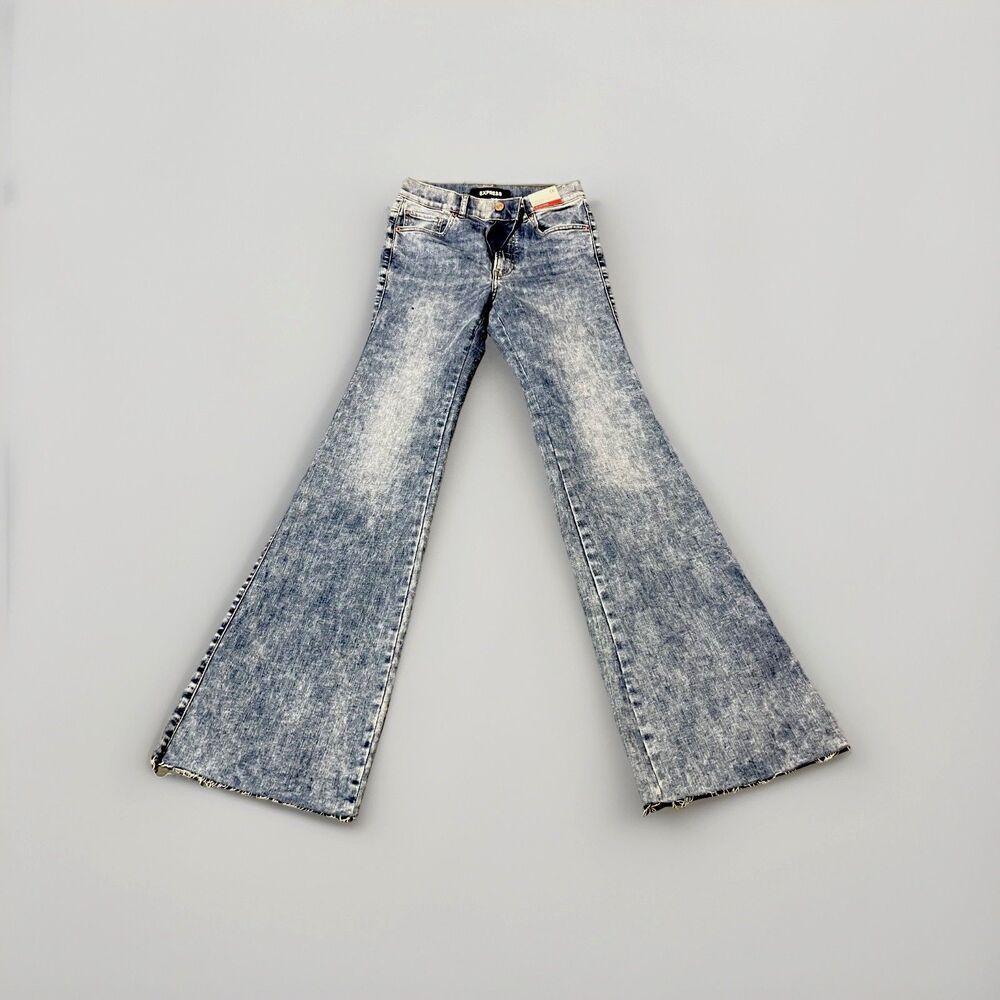 Express Jeans Womens 6R Blue‎ High Rise Slim Flare Stretch Light Wash Denim NWT